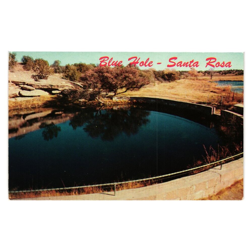 Vintage Postcard Blue Hole Santa Rosa New Mexico Petley Hatching Ponds Roadside